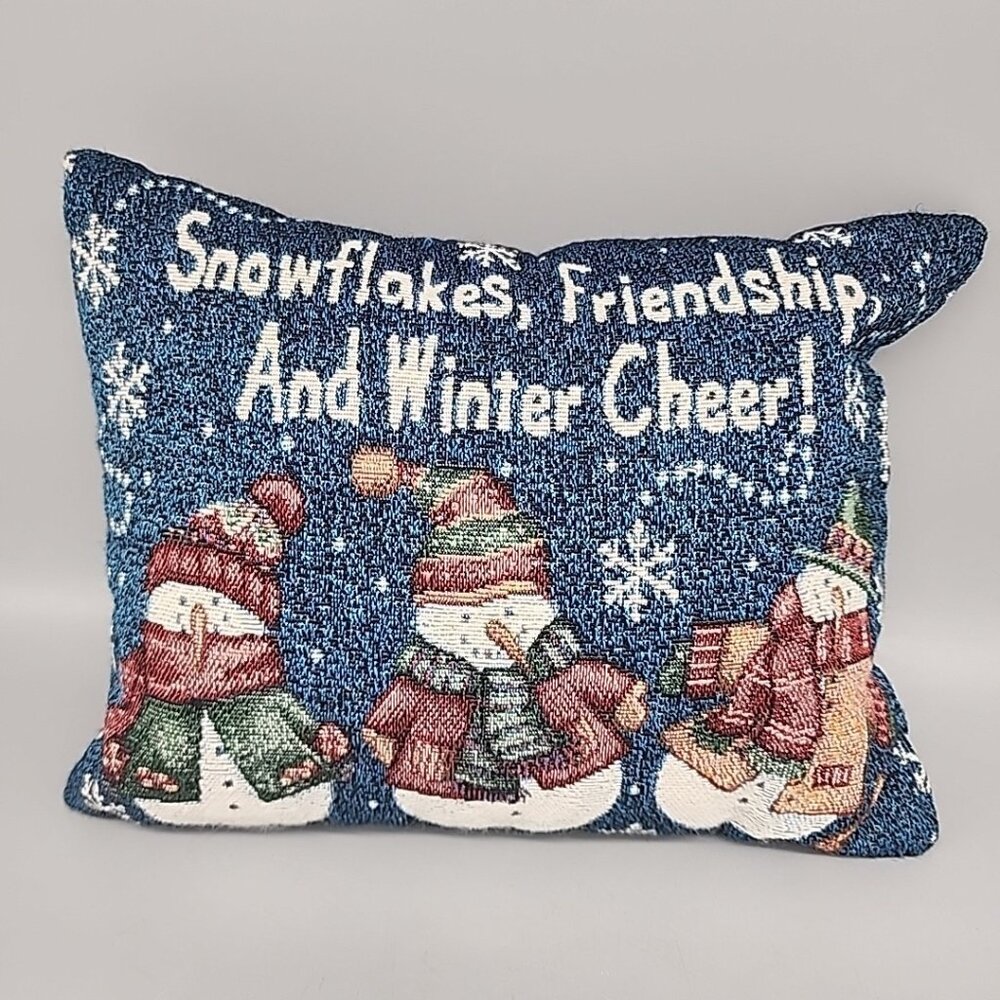 Vintage Good Housekeeping "Snowflakes, Friendship, And Winter Cheer" Pillow 11x9